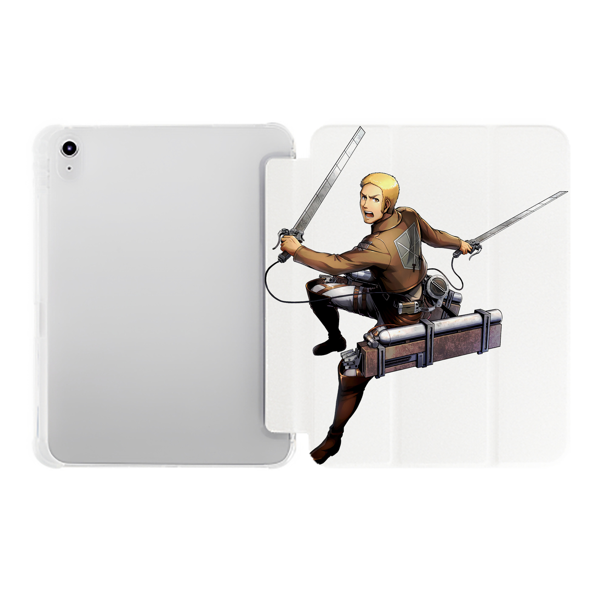 （画像用） 進撃の巨人 ライナー・ブラウン Attack on Titan Reiner Braun IPad ケース ペン収納付き 三つ折りスタンド PUレザー×シリコン 対応機種9.5/10.5/10.9インチ